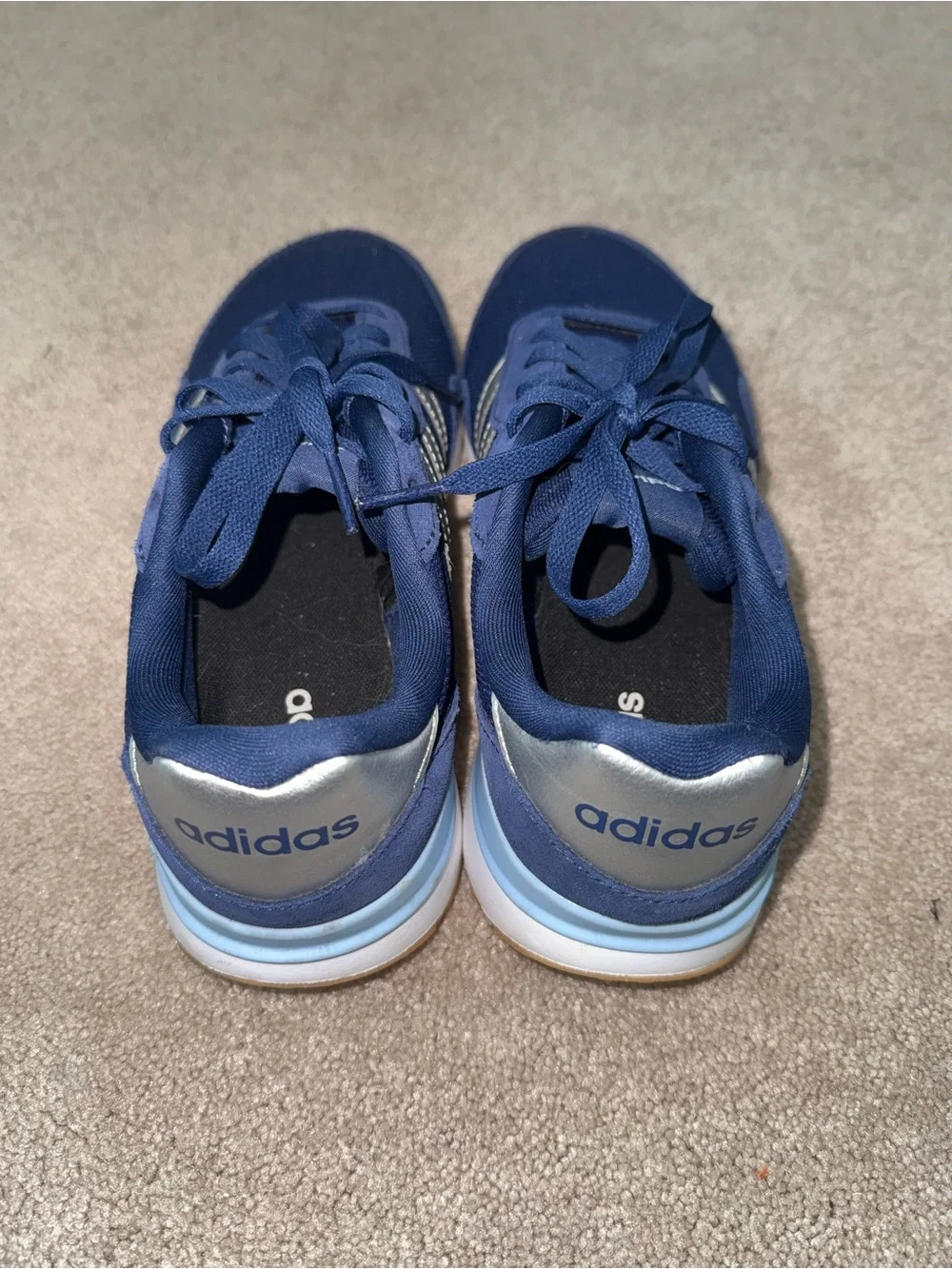Adidas Run 70s 2.0 Womens 7.5 Navy Blue Silver Gum Sneakers JR6630